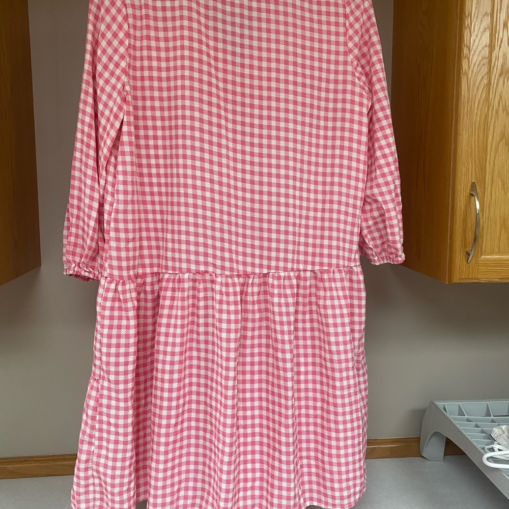 SHEIN Women’s Pink Casual Gingham Ruffle Pleated Mini Dress - Picture 5 of 7